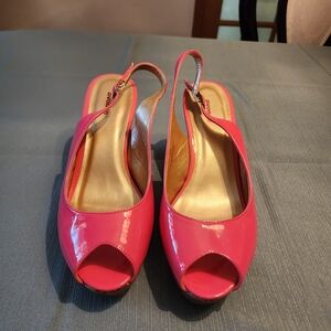 Pink Peep-Toe Slingback Heels
